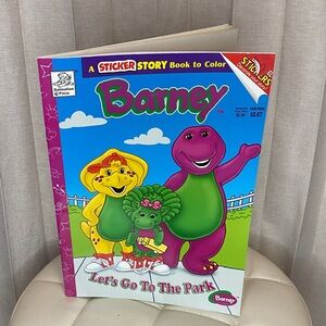Barney 1999 VINTAGE Let's Go To The Park Sticker Story Book